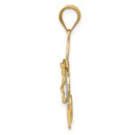 14k and White Rhodium Diamond-cut Mariners Crucifix Pendant - Image 2