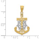 14k and White Rhodium Diamond-cut Mariners Crucifix Pendant - Image 3