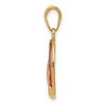 14K Red Enamel Praying Hands and Cross Oval Pendant - Image 2