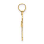 14K Small Cross with Flower Charm - Image 2