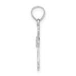 14K White Gold Small Cross with Flower Pendant - Image 2