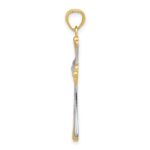 14K Diamond-Cut Rhodium Budded Cross Pendant - Image 2