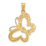 14k Two-tone with White Rhodium Butterfly with Hearts Pendant - Image 3