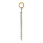 14K and White Rhodium Diamond-cut Cross Pendant - Image 2