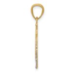 14K and White Rhodium BAPTISM with Cross Scalloped Edge Round Pendant - Image 2