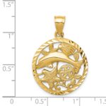 14K Diamond-cut Dolphin and Shells Circle Pendant - Image 4