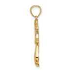 14K and White Rhodium Diamond-cut Angel with a Star Charm - Image 2