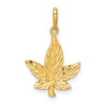 14K Diamond-Cut Leaf Pendant
