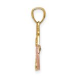 14K Two-tone Polished Filigree Heart Lock and Diamond-cut Key Charm - Image 2