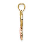 14K and Rose Rhodium Pink Ribbon with Heart Pendant - Image 2