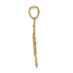 14K with White Rhodium Diamond-cut Cross Pendant - Image 2
