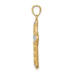 14K and White Rhodium Diamond-cut Reversible Cross Pendant - Image 2