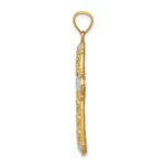 14K and White Rhodium Diamond-cut Reversible Cross Pendant - Image 2