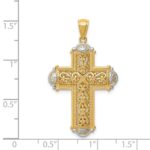 14K and White Rhodium Diamond-cut Reversible Cross Pendant - Image 4