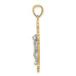 14K Two-Tone with White Rhodium Inri Budded Crucifix - Image 2