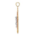 14K Tri-Color and White Rhodium Diamond-cut Crucifix Pendant - Image 2