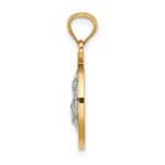14K and White Rhodium with Greek Key Edge Jesus Medal - Image 2