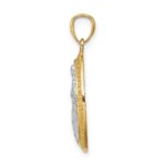 14K and White Rhodium Polished Cut-out Miraculous Medal Oval Pendant - Image 2