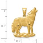 14K Brushed Diamond-cut Howling Wolf Pendant - Image 4