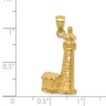 14K Brushed Diamond-cut Corolla NC Lighthouse Pendant - Image 4