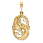 14k Satin Diamond-cut Pisces Zodiac Charm - Image 4