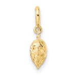 14K 3-D Puffed Diamond-cut Heart with Spring Ring Clasp Charm - Image 3