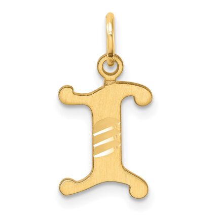 14K Diamond-cut Letter I Initial Charm