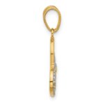 14K and White Rhodium Diamond-cut Dragonfly on Heart Pendant - Image 2