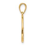 14K and White Rhodium Polished and Diamond-cut Flower Circle Pendant - Image 2