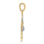 14k and White Rhodium Filigree Flower Pendant - Image 2