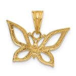 14K and White Rhodium Polished and Diamond-cut Butterfly Pendant - Image 3