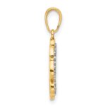 14k and White Rhodium Polished and Diamond-cut 4-Leaf Clover Pendant - Image 2