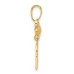 14K and White Rhodium Diamond-cut Bird on Bird Cage Pendant - Image 2