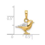 14K and White Rhodium Diamond-cut 3-D Bird Pendant - Image 5