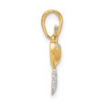 14K and White Rhodium Diamond-cut Bird on Branch Pendant - Image 2