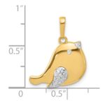 14K and White Rhodium Diamond-cut Bird Pendant - Image 4