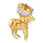 14K and White Rhodium Diamond-cut 3-D Moose Pendant - Image 4