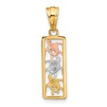 14K Two-tone with White Rhodium Polished Turtles Rectangle Pendant - Image 3