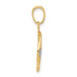14K with White Rhodium Polished and Diamond Cut Seahorse Pendant - Image 2
