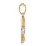 14K with White Rhodium Polished and Diamond Cut Nautilus Shell Pendant - Image 2