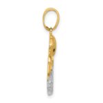 14K with White Rhodium Diamond Cut Mermaid Pendant - Image 2
