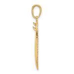 14K and White Rhodium Diamond-cut 3-D Surfboard Pendant - Image 2
