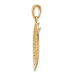 14K and White Rhodium Diamond-cut 3-D Surfboard Pendant - Image 4