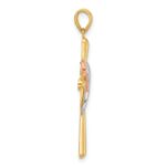 14K Two-tone with White Rhodium Polished Cross with Heart Pendant - Image 2