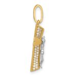 14K Two-tone Polished CZ Crucifix with Heart Ends Pendant - Image 2