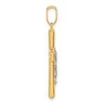 14K Two-tone Polished and Textured Crucifix Pendant - Image 2