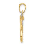 14k and White Rhodium Diamond-cut Angel Pendant - Image 2