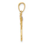 14K and White Rhodium Cut-out Diamond-cut Angel Pendant - Image 2