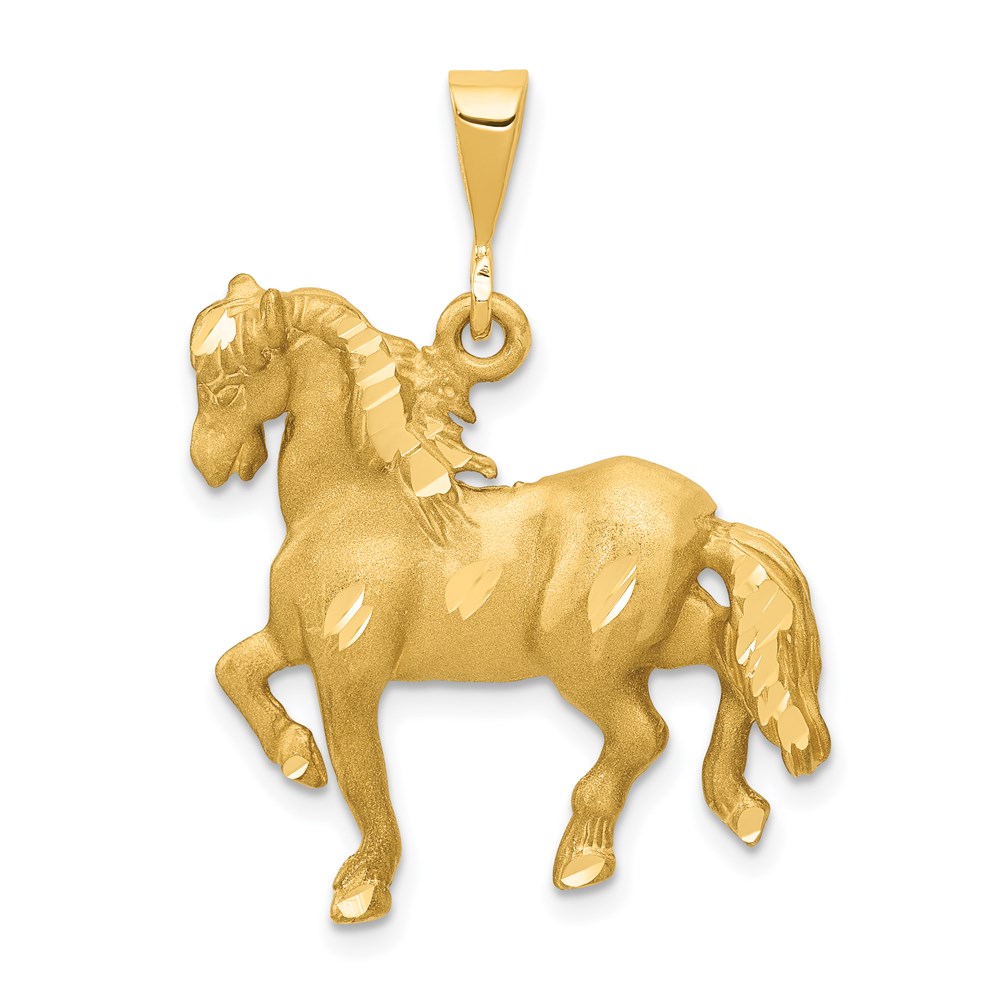 C557.jpg 14k Satin Diamond-cut Horse Pendant - Image 1