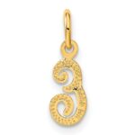 14KY Script Letter E Initial Charm - Image 3